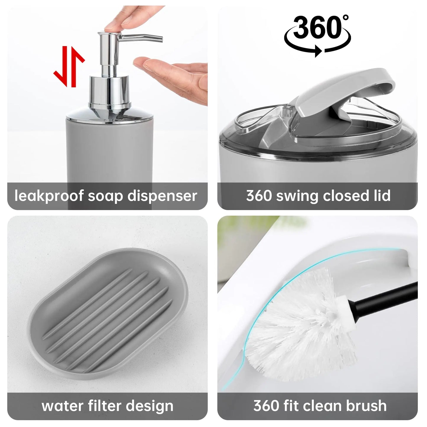 Bathroom Accessories Set 6 Piece Bath Ensemble Includes Toothbrush Holder Cup Soap Dispenser Housewarming Decorative Gift Set