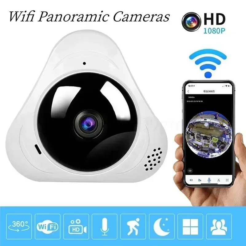 ELECT-Smart Home Security Protection 360° Wifi Panoramic Camera 1080P HD Fisheye IP Cam Night Vision CCTV Small Camcorder
