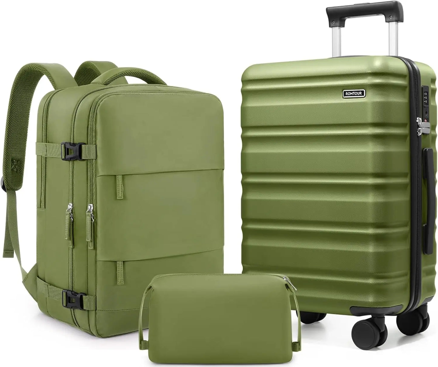 Suitcase Set 3 Piece, 20 IN Carry On Luggage with PC Hard Shell, TSA Lock Spinner Wheels Extension Handle Suitcase Set