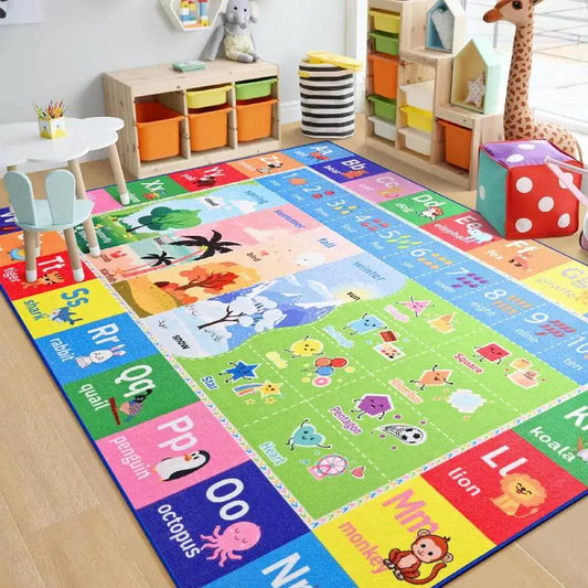 Lochas Kids Play Rug Educational & Fun Carpet Gaming Area Rugs for Kids Room Bedroom Playroom,Blue & Colorful