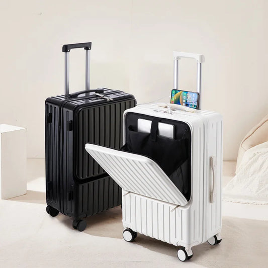 Luggage new large-capacity trolley case durable universal wheel Suitcase Portable Travel Case With Cup Holder USB Charging Port
