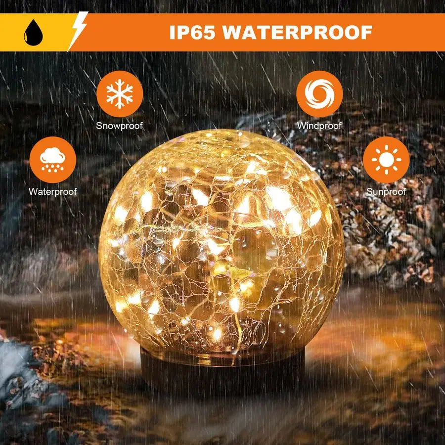 Solar Globe Lights Outdoor WaterproofSolar BallsSolar Garden LightsOrbs for Outside 4 Pack Cracked Glass Ball for Lawn Patio Yar