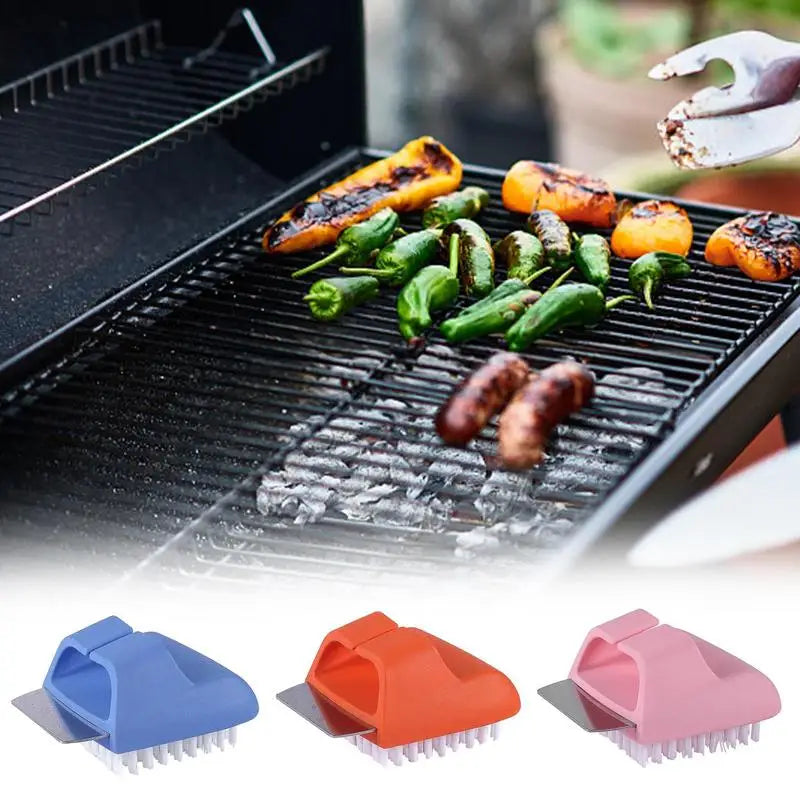 Grill Scrubber Brush Outdoor Grill Scrubber And Spatula 2-in-1 Design Cleaning Tool For Home Kitchens Camping Trips Backpacking