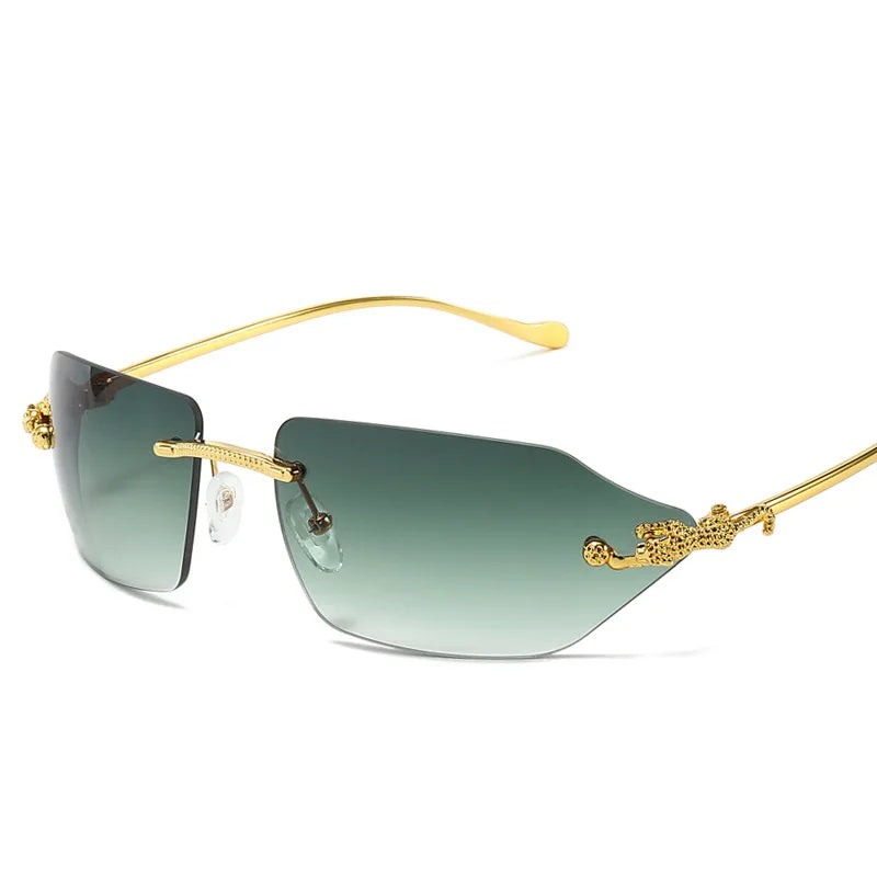 Men's Sunglasses Fashion Rectangle Women Metal Luxury Brand Leopard Head Sun glasses Classic Oculos Masculino Glasses UV400