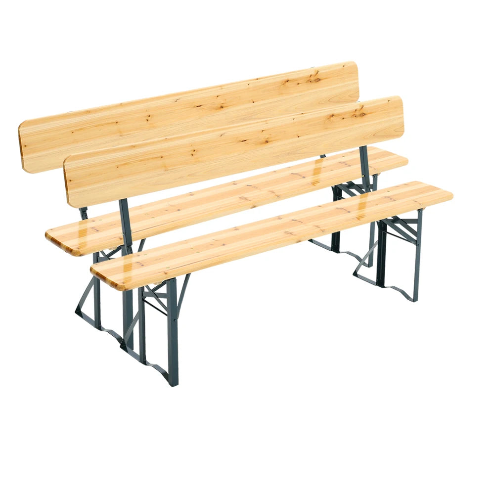 Voltsify 2 Pcs Contemporary Folding Wooden Garden Bench Outdoors