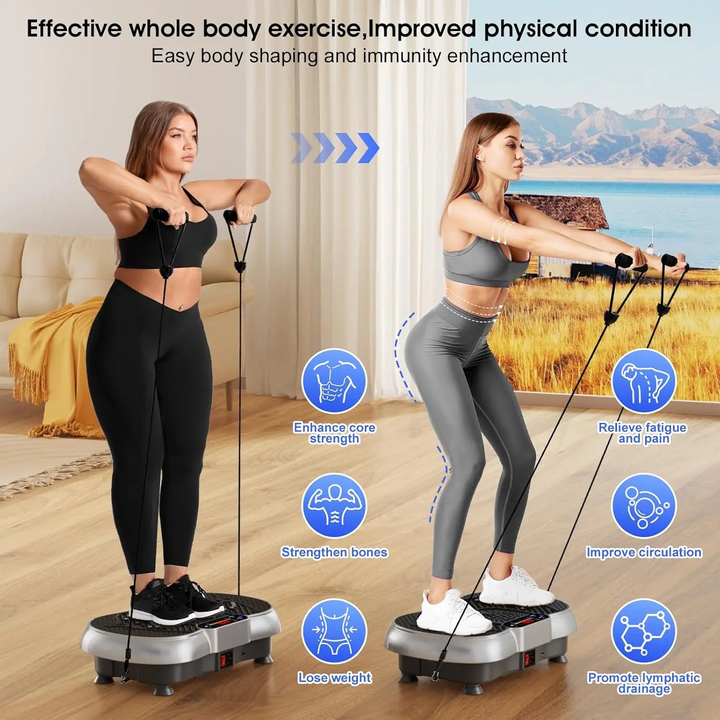 Vibration Plate Exercise Machine, 180 Speed Levels Vibration Plate for Lymphatic Drainage, Whole Body Workout Vibrating Fitness