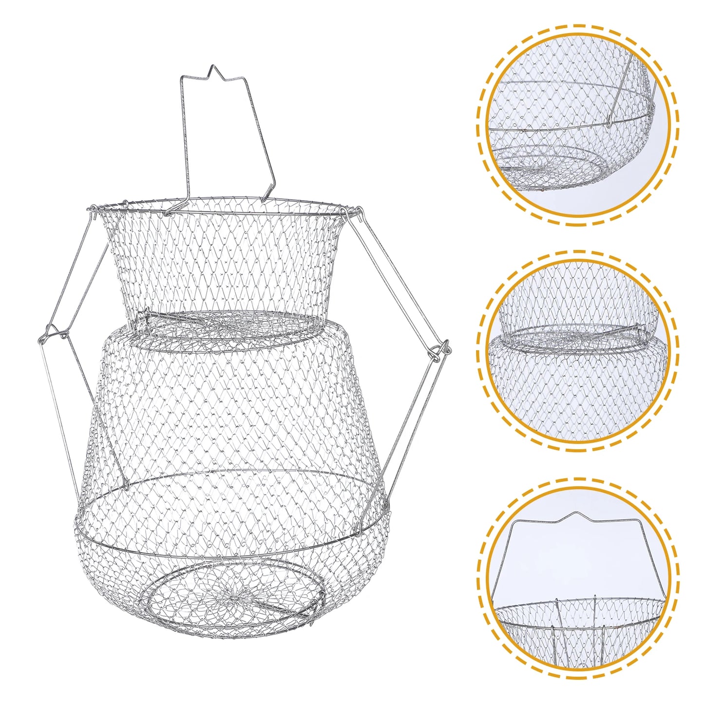 Fish Nets for Fishing Folding Wire Guard Fishnets Stainless Steel Telescoping Basket
