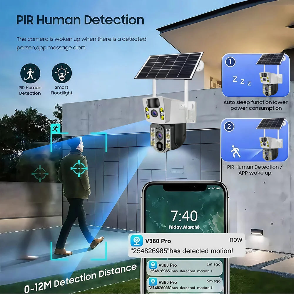 8MP 4K Smart Home Security Camera HD Solar Camera CCTV Video Surveillance Waterproof Human Detection 2 Way Audio IP WIFI Cameras