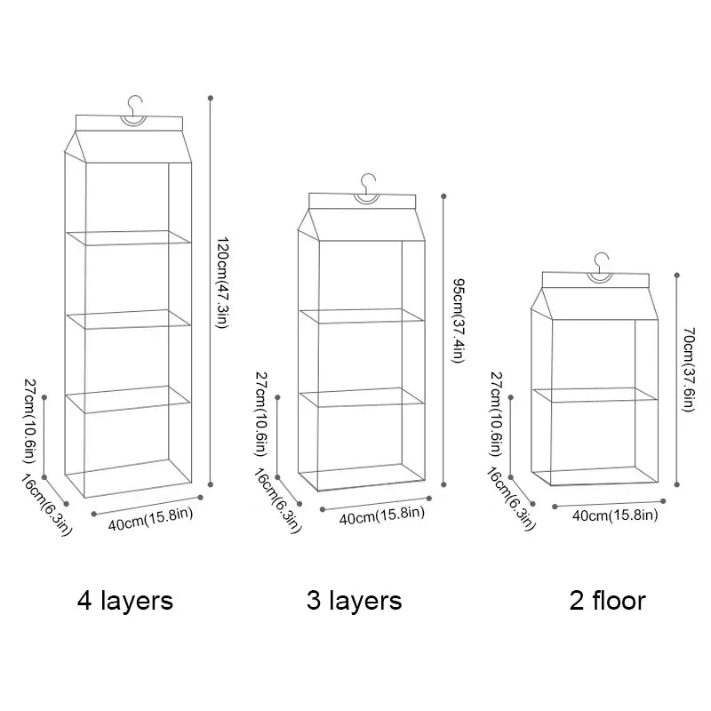 Wardrobe Closet Transparent Storage Bag Hanging Handbag Organizer Underwear Bra Organizer Storage Washable