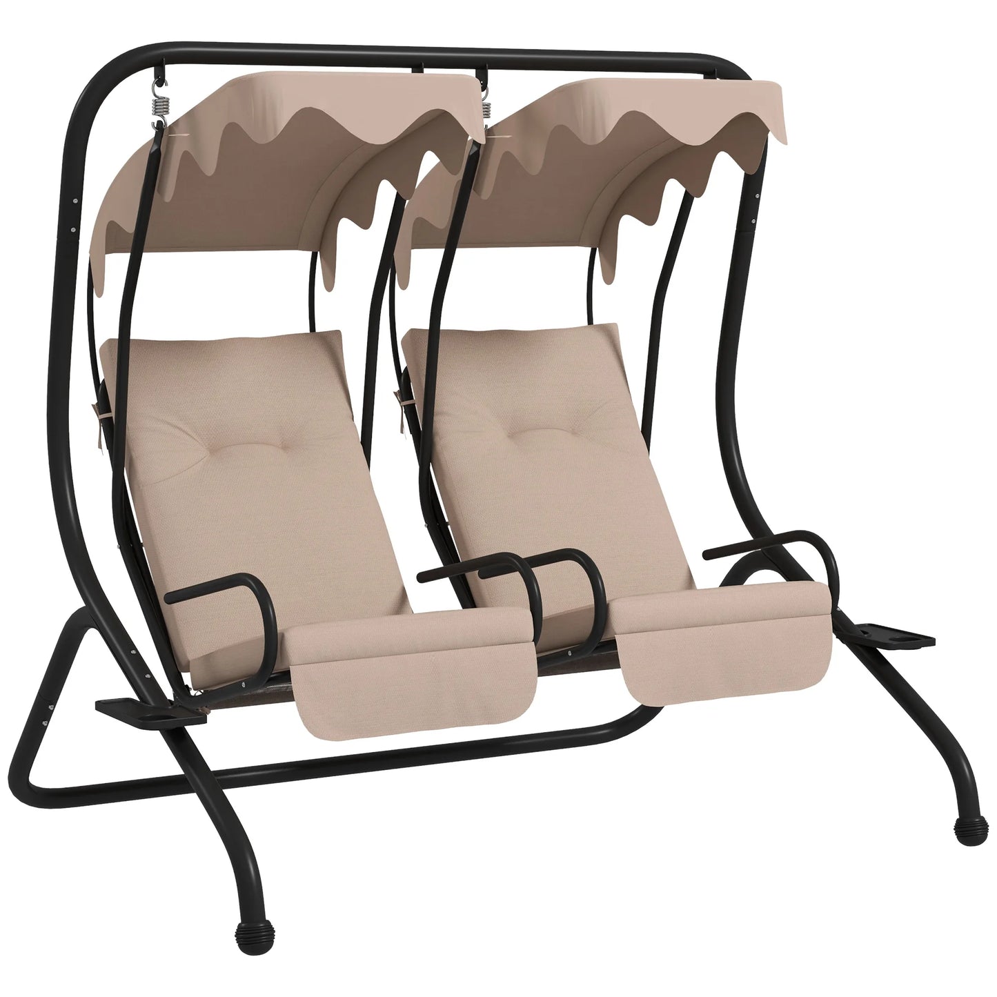 Outsunny Canopy Swing Chair Modern Garden Swing Seat Outdoor Relax Chairs W/ 2 Separate Chairs