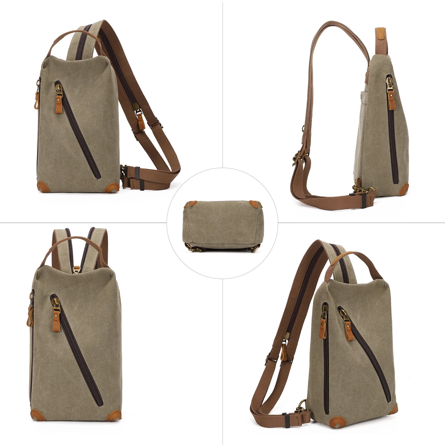 KL928 Canvas Sling Bag - Small Crossbody Backpack Shoulder Casual Daypack Rucksack for Men Women