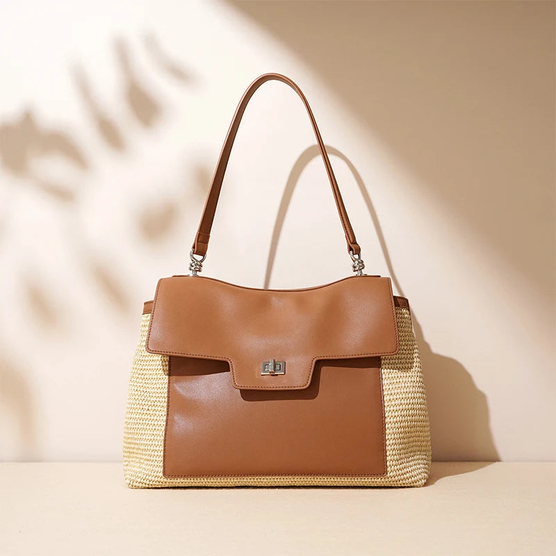 Luxury Niche Large Capacity Shoulder Bag Women's Handbag 2025 New Advanced Woven Tote Bag Commuter Casual Messenger Bag