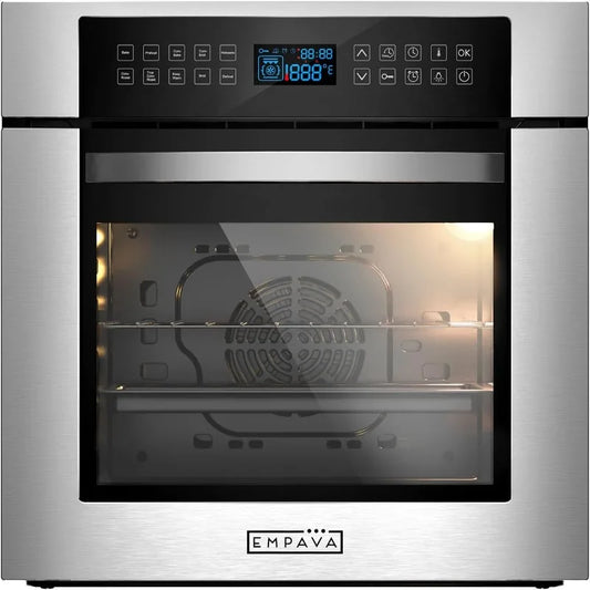 Empava 24" 10 Cooking Functions W/ Rotisserie Electric LED Digital Display Touch Control Built-in Convection Single Wall Oven