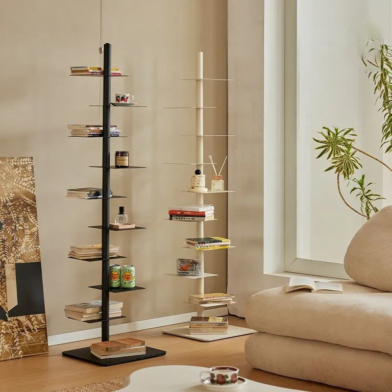 MOMO Iron Living Room Shelf Simple Storage Floor Ins Creative Multi-layer Rotating Invisible Display Shelf Bookshelf