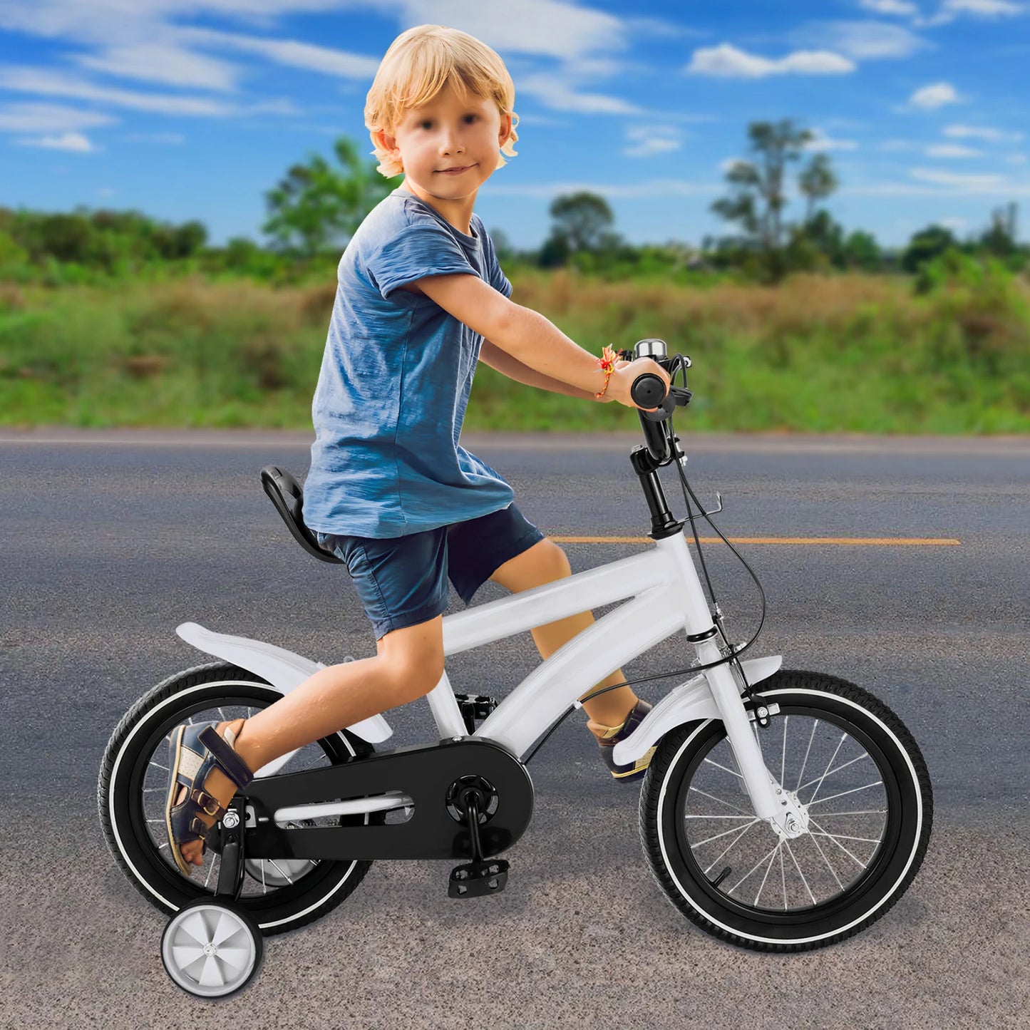 14 Inch Children Bicycle Boys Girls Kids Bike Unisex with Safety Training Wheel 100-115cm Applicable Height  for 2-4 Years Old