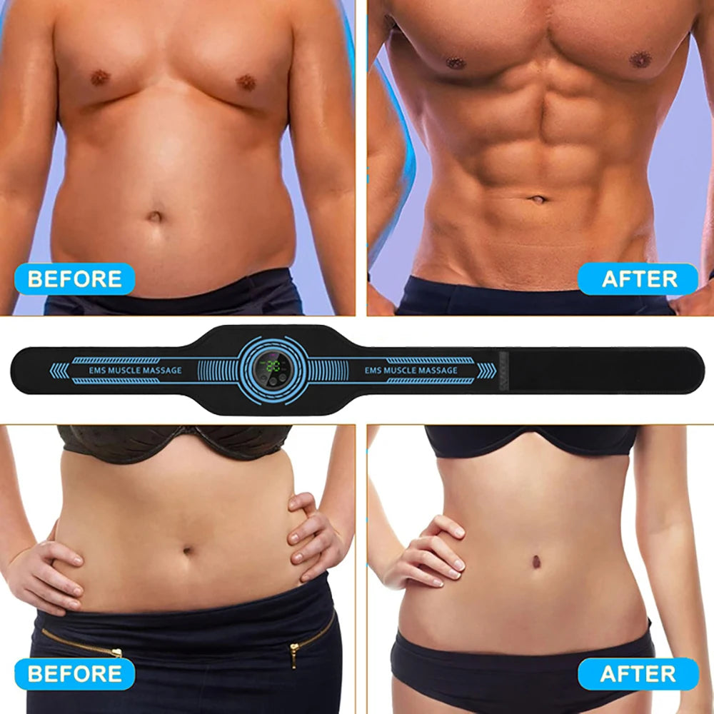 USB Recharge Abdominal Toning Belt EMS Muscle Stimulator Muscle Toner Body Massager Waist Arm Leg Massage Weight Loss Fitness