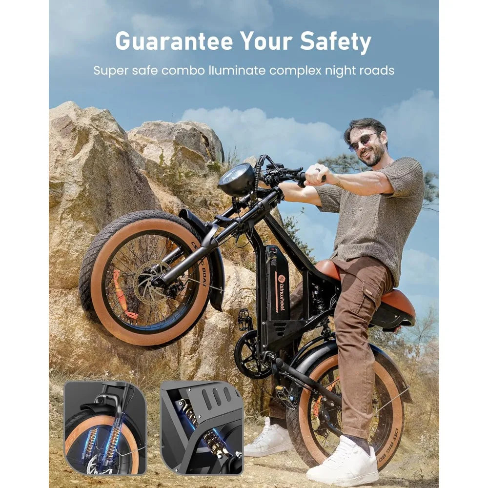 Electric Bike Adults 1500W Ebike,28MPH, 55-75 Miles Electric Motorcycle with 13AH Battery, 20" Fat Tire Electric Dirt Bike