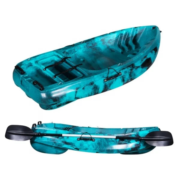 2M One Person Plastic Kayak Single Seating Small Fishing Boat Rowing Canoe with Paddle Can Install Motor