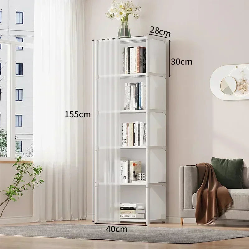 5/6 Layers Wardrobe Storage Cabinet with Curtains Simple Assembly Dustproof Large Capacity Clothes Organizer Bedroom Furniture