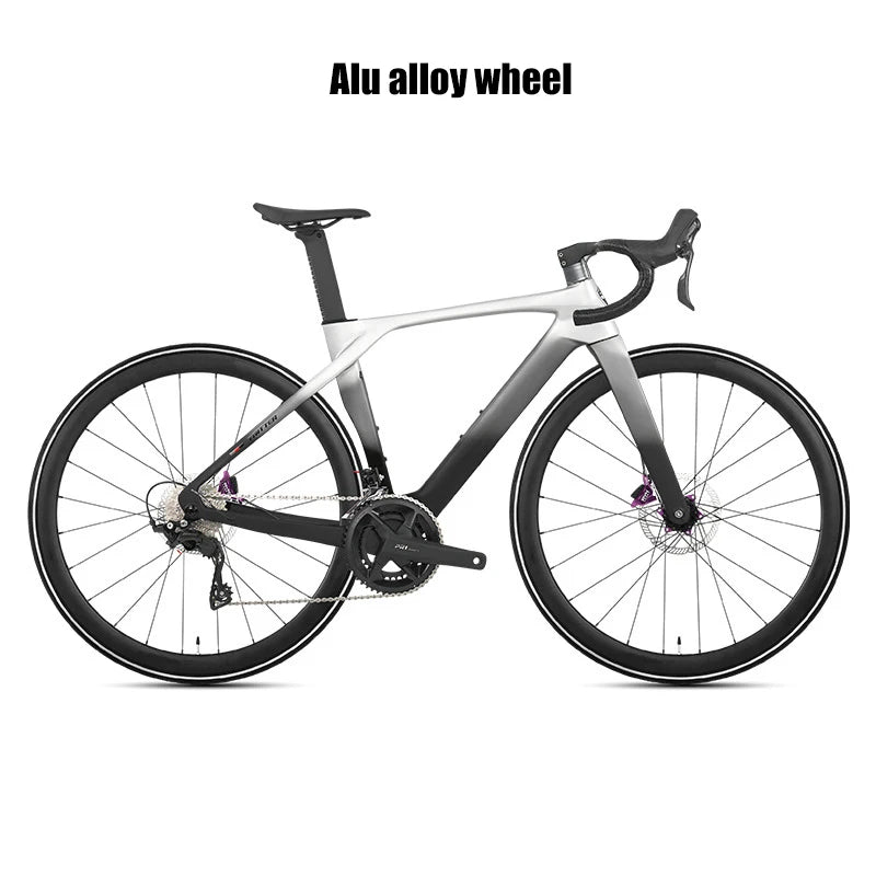 TWITTER Full Carbon Light Weight Road Bike Wireless WheelTop EDS 24S Racing Bicycle 4-Piston Disc Brake With 50mm Carbon Wheels
