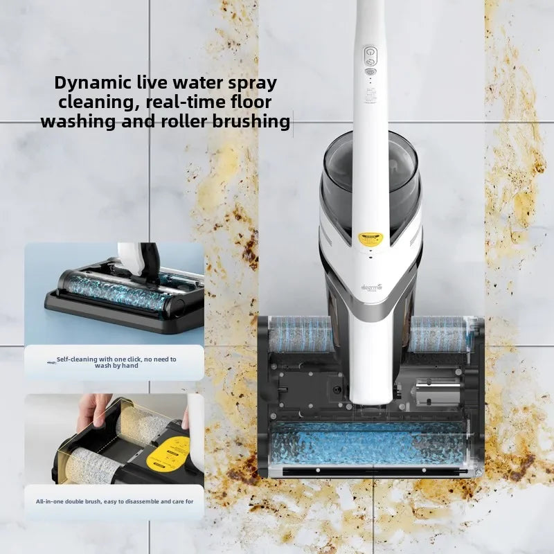 Deerma Floor Scrubber Household Dual Brush Hand Wash Free Fully Automatic Dry and Wet Cleaning Vacuum Mopping Integrated VX20