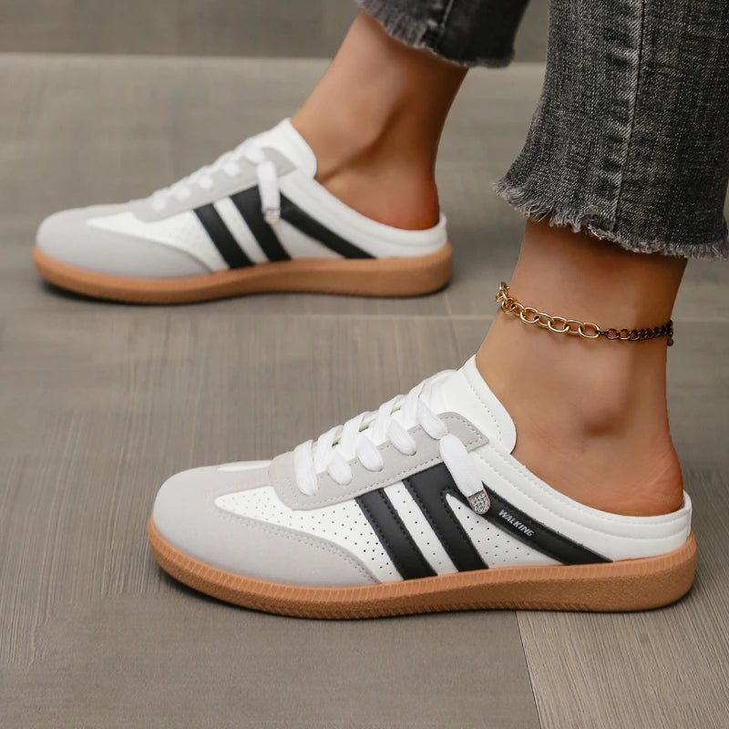 2025 New Women Shoes Sports Round Toe Flat Female Footwear Casual Sneakers Clogs Platform Summer Slip on Creeper Baotou Slippers