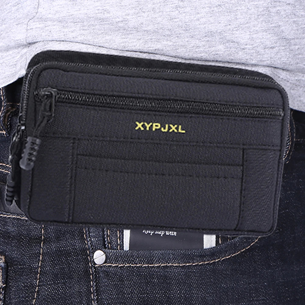 Men Belt Pack Multi-Compartment Wallet Pouch Portable Mobile Phone Purse Canvas Hiking Cycling Travel Tools