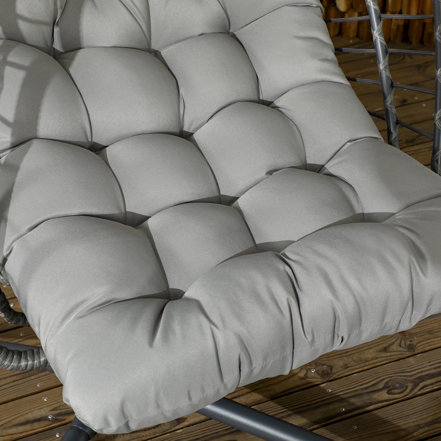 Outsunny PE Hanging Swing Chair w/ Thick Cushion, Patio Hanging Chair, Grey