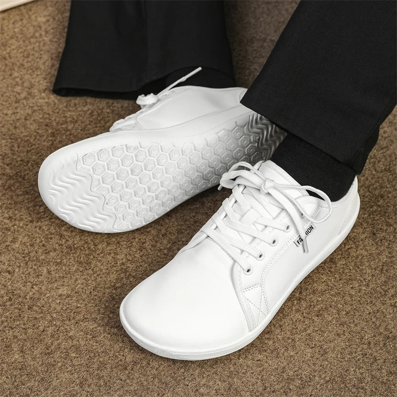 New Minimalist Shoes for Men Wide Toe Barefoot Zero Drop Shoes Casual Artificial Leather Lightweight Walking Sneakers