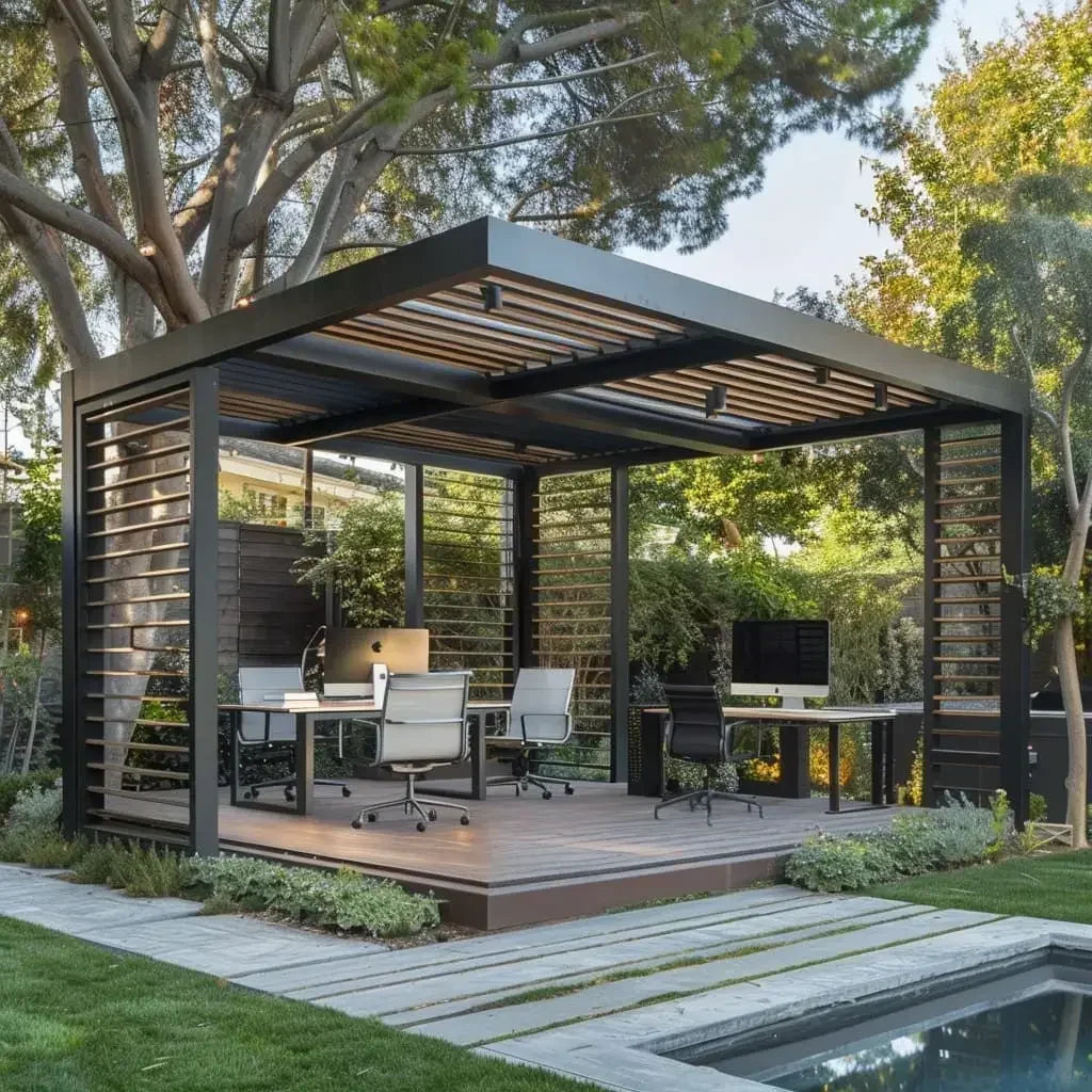Outdoor Aluminum Pergola Custom Size 3X3m 3X4m 4X4m 6x4m Remote Control Louvered Roof Pavilion Pergola Attached To House
