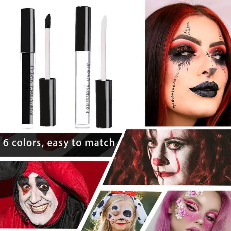 1pcs Halloween Lipgloss Waterproof Sexy White Black Lip Gloss Halloween lipstick Halloween Lip Makeup Tool Korean Cosmetics