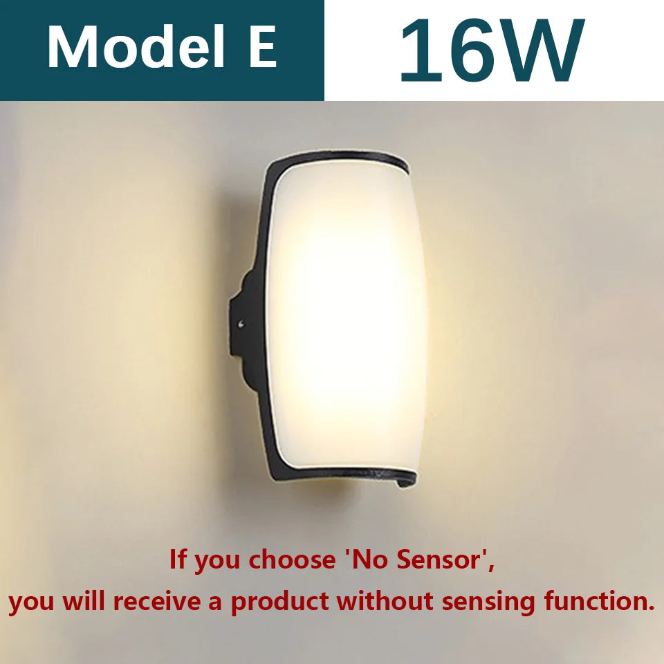 LED Outdoor Wall Light Wall Lamp Motion Sensor AC110V 220V Waterproof Modern Indoor Home Balcony Path Porch Garden Decoration