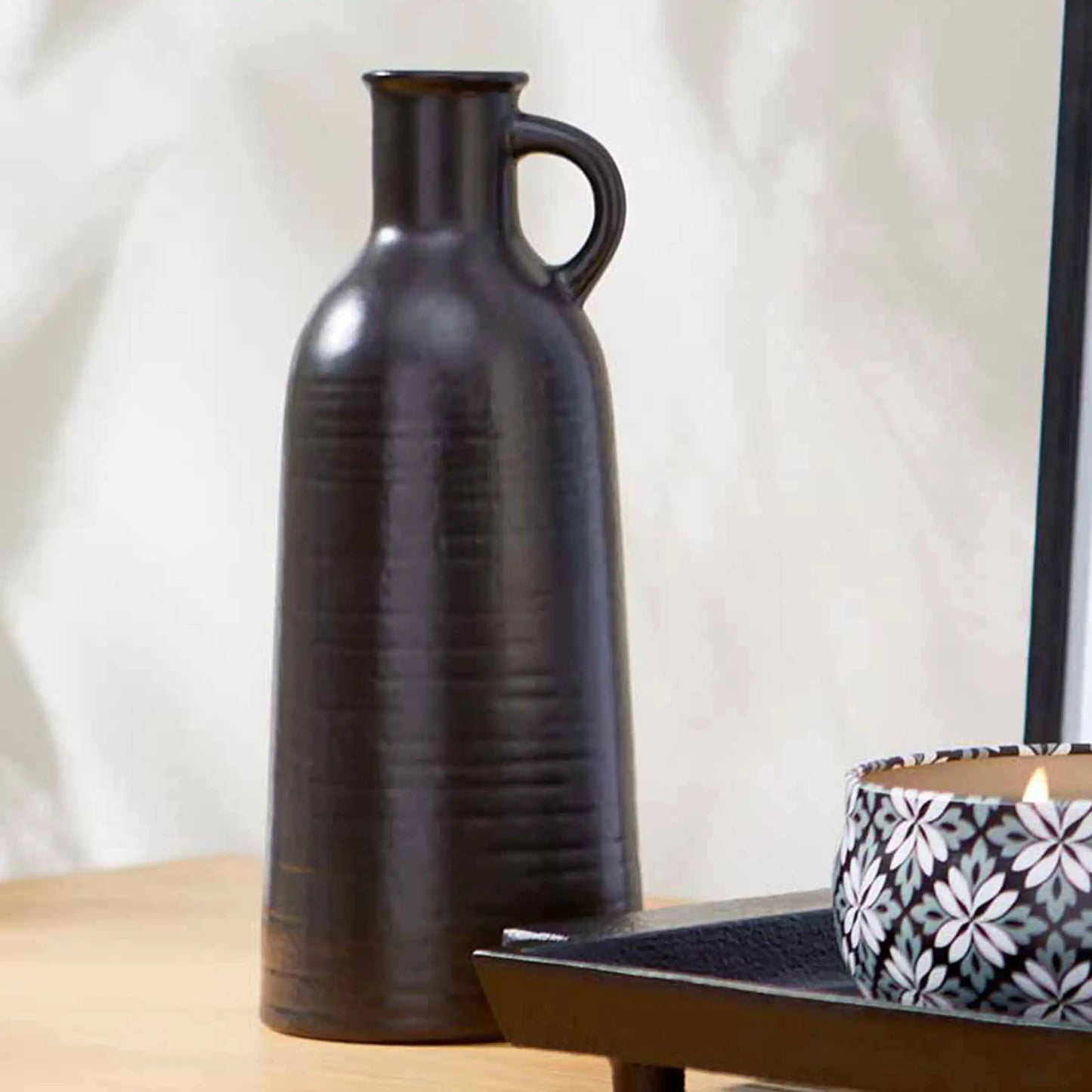 8 Black Ceramic Jug Vase