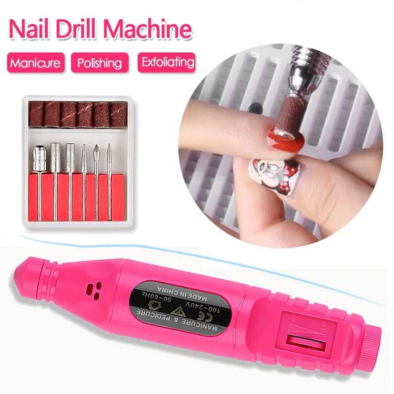 CNHIDS Nail Polishing Tools Electric Nail Drill Machine Pedicure Manicure Drill Set Milling Cutters Set Nail File Equipment