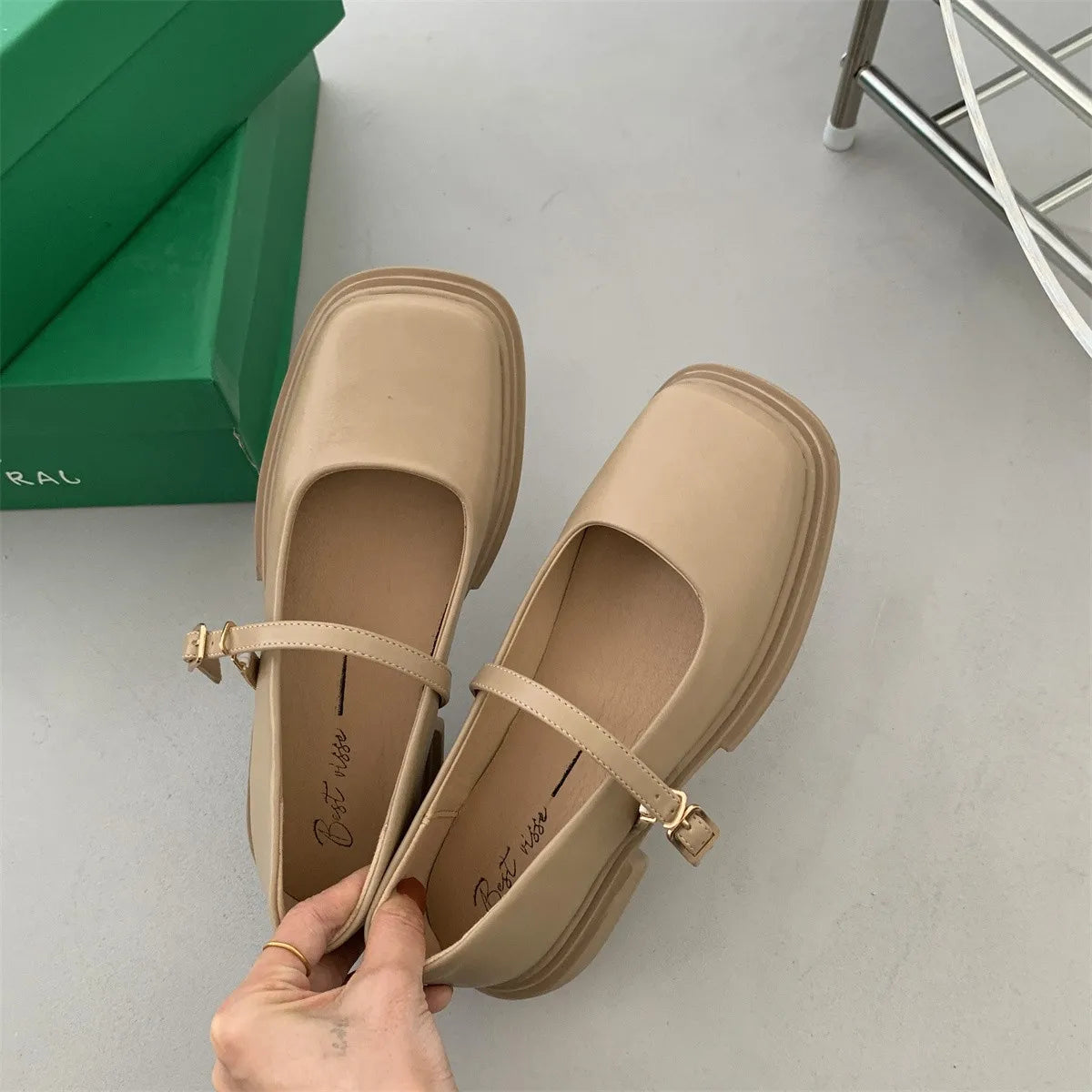 Korean Shoes Female Footwear Square Toe British Style Oxfords Women's 2025 Dress Comfortable Preppy Leather Retro Summer New Med