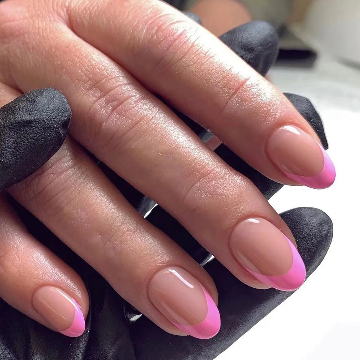 24pcs Aurora Nude Pink Press on Nails Almond Acrylic Sweet Fake Nails with 3d Charms Butterfly Florals Full Cover Flower Nails