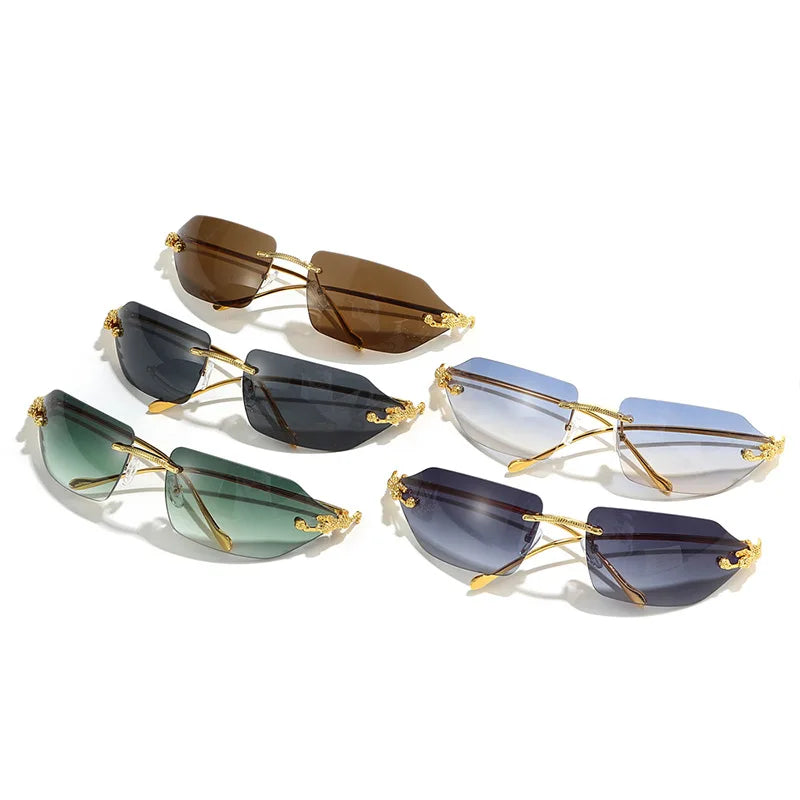 Men's Sunglasses Fashion Rectangle Women Metal Luxury Brand Leopard Head Sun glasses Classic Oculos Masculino Glasses UV400