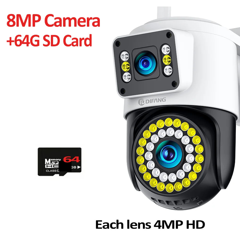 Smart Home WiFi Camera 6K Three Screen Security Camera Outdoor Security Protection Auto Tracking Camara 4K Yoosee CCTV Camera