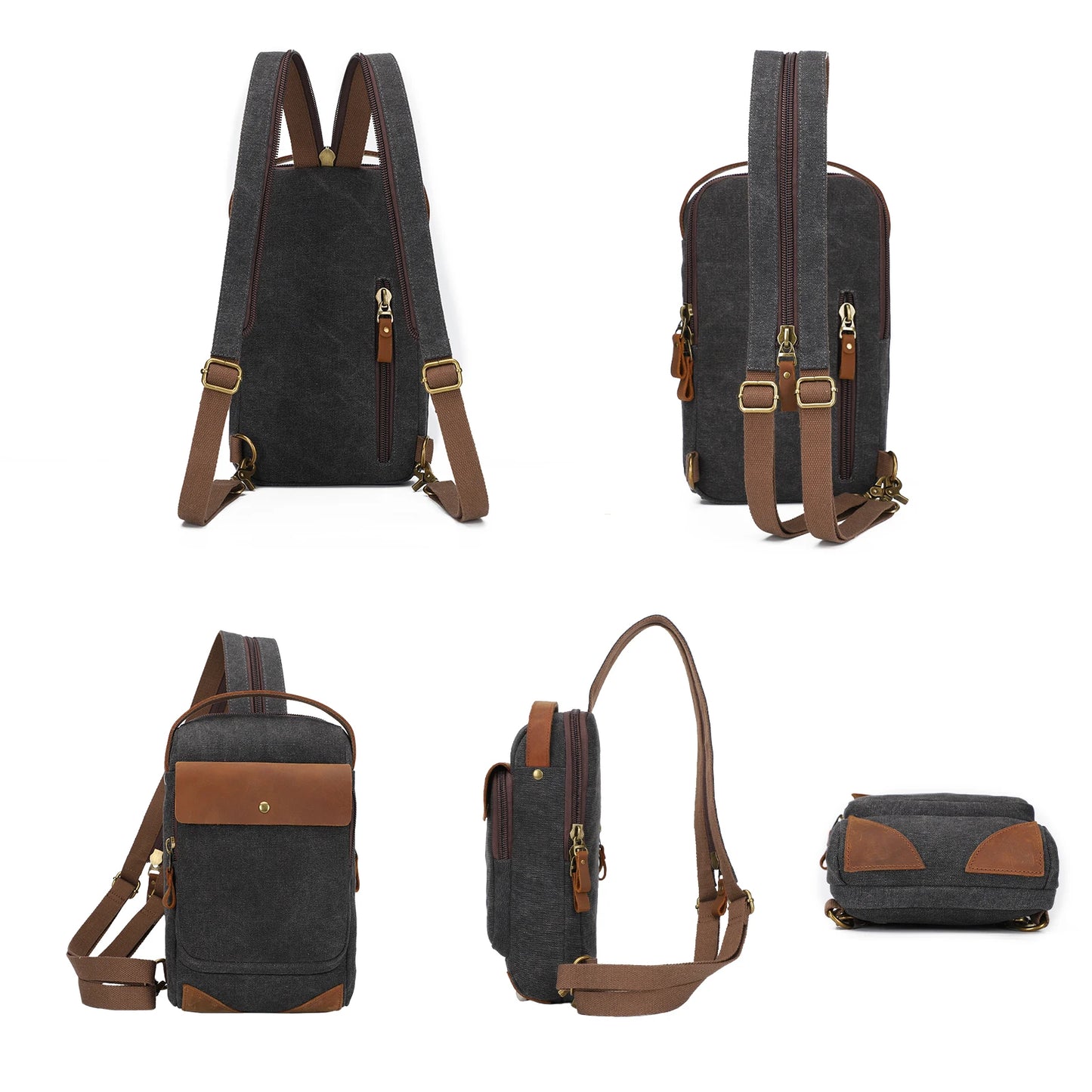 KL928 Canvas Sling Bag Crossbody Backpack Sling Backpack Shoulder Bag Casual Daypacks for Men Women