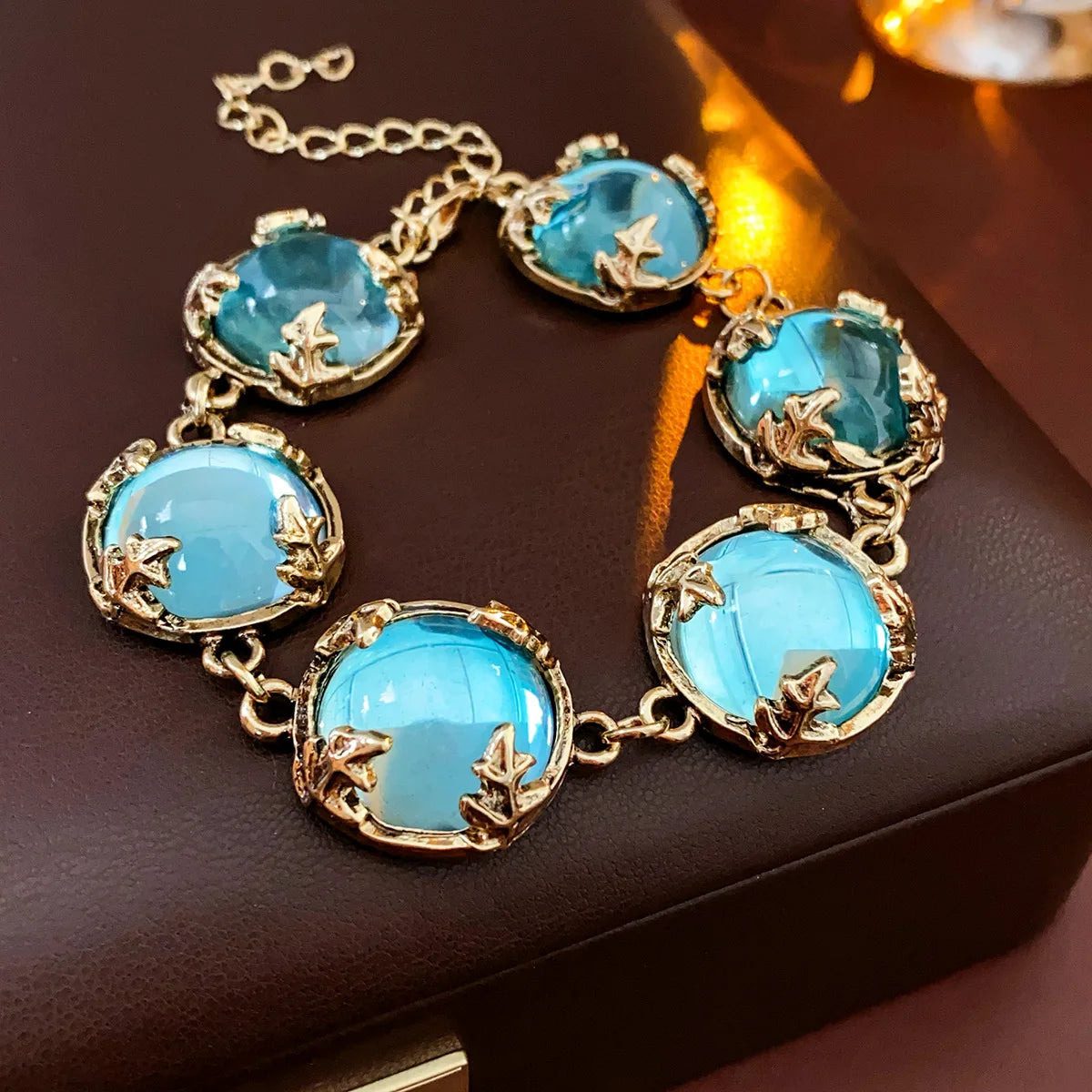 Vintage Fashion Wedding Jewelry Sets for Women Light Luxury Round Resin Necklace Versatile High-end Earring Bracelet