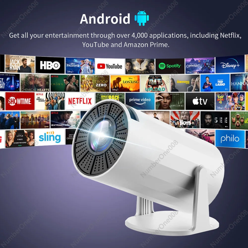 Portable Projector with WiFi and Bluetooth, Support 4K 1080p, Indoor/Outdoor Movie Projector with Video System