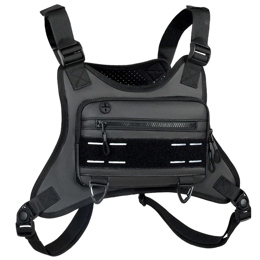 Unisex Tactical Shoulder Backpack with Adjustable Straps Motorcycle Chest Bag Breathable Outdoor Cycling Climbing Bag