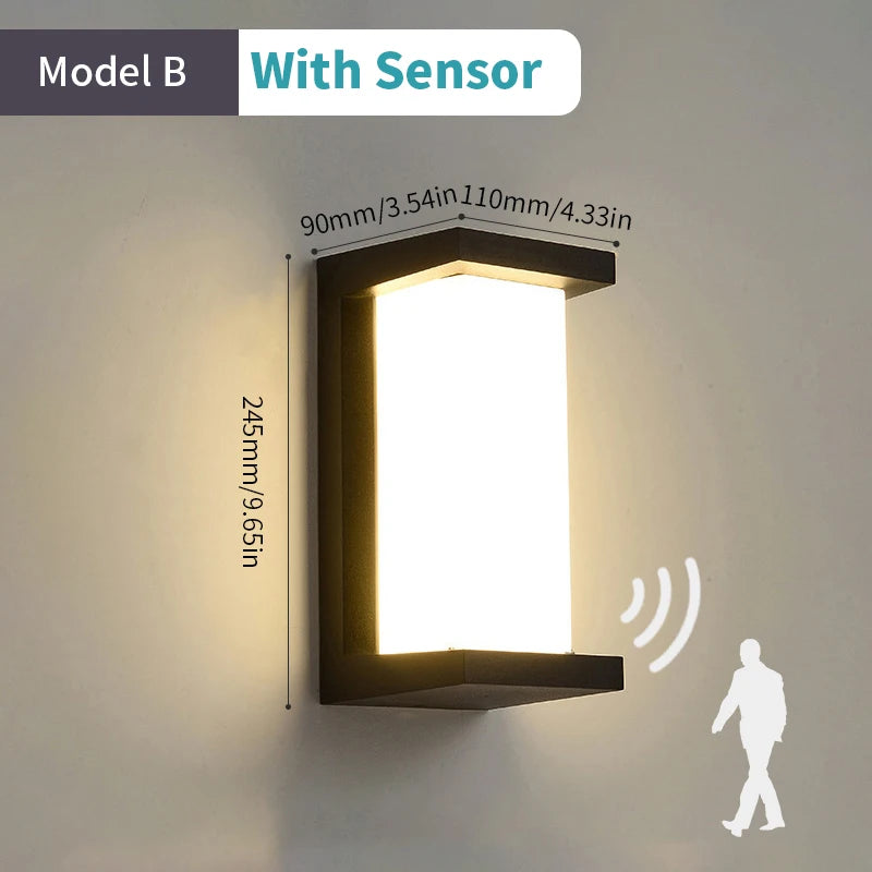 Led Outdoor Wall Light Waterproof IP66 Motion Sensor Led Outdoor Lighting Porch Lights Balcony Garden Lights Outdoor Wall Lamp