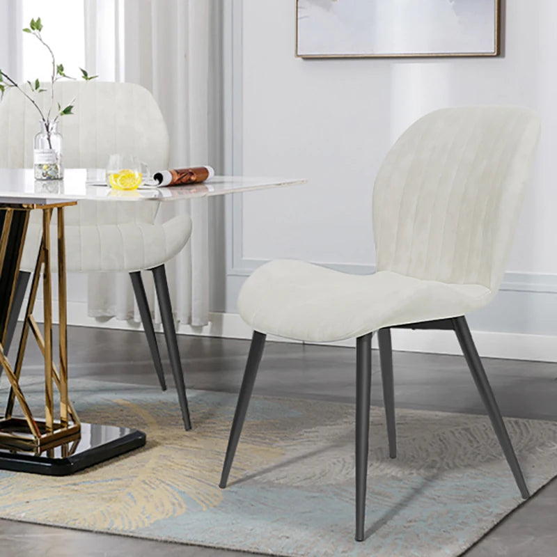 Dining Chair Set of 2, Upholstered Dining Room Chairs, Mid-Century Modern Armless Back Chair with Velvet Soft Seat Metal Legs,