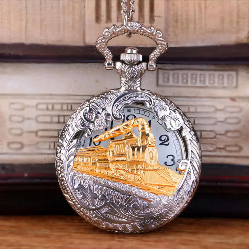 Pocket Watch with Chain Necklace Vintage Quartz Pendant Watches Clock Chain Mens Women