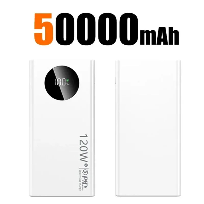 120W 500000mAh High Capacity Power Bank Super Fast Charging Portable Battery Charger Digital Display For iPhone Samsung Xiaomi