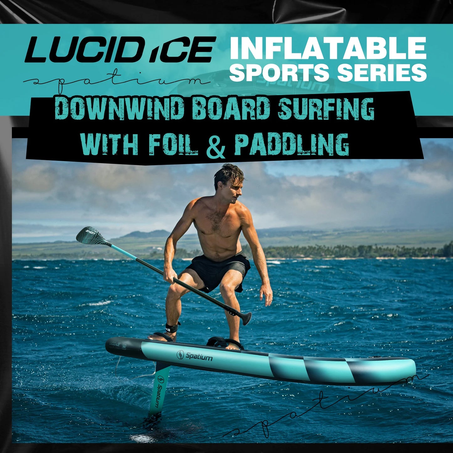 Spatium Inflatable Downwind Board SUP Unpowered Versatile Paddle Board for 112L/124L/135L/150L Hydrofoil with Foil SP1310/SP1060