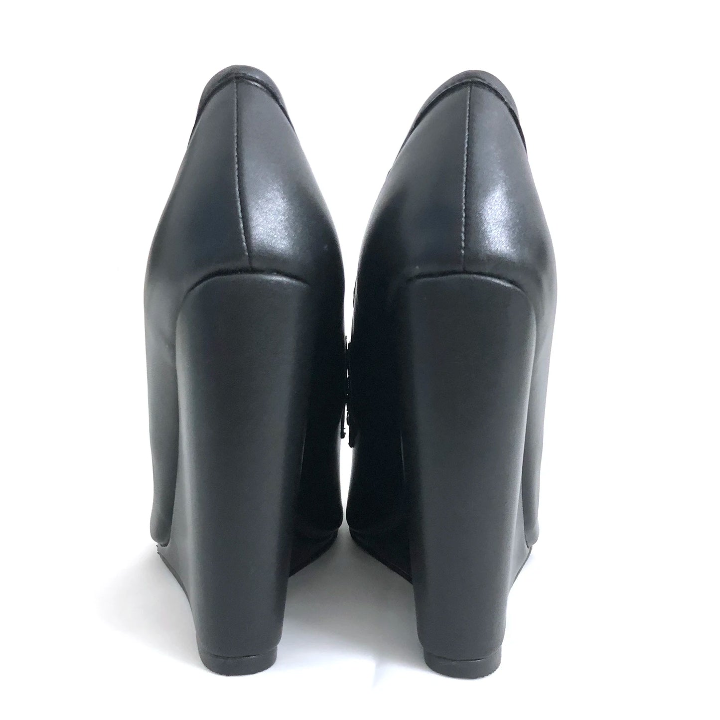 Elegant Wedges Shoes for Women Round Toe High Heel Pumps Comfortable Wedge Heels Footwear Full Black Customized By Aimirlly
