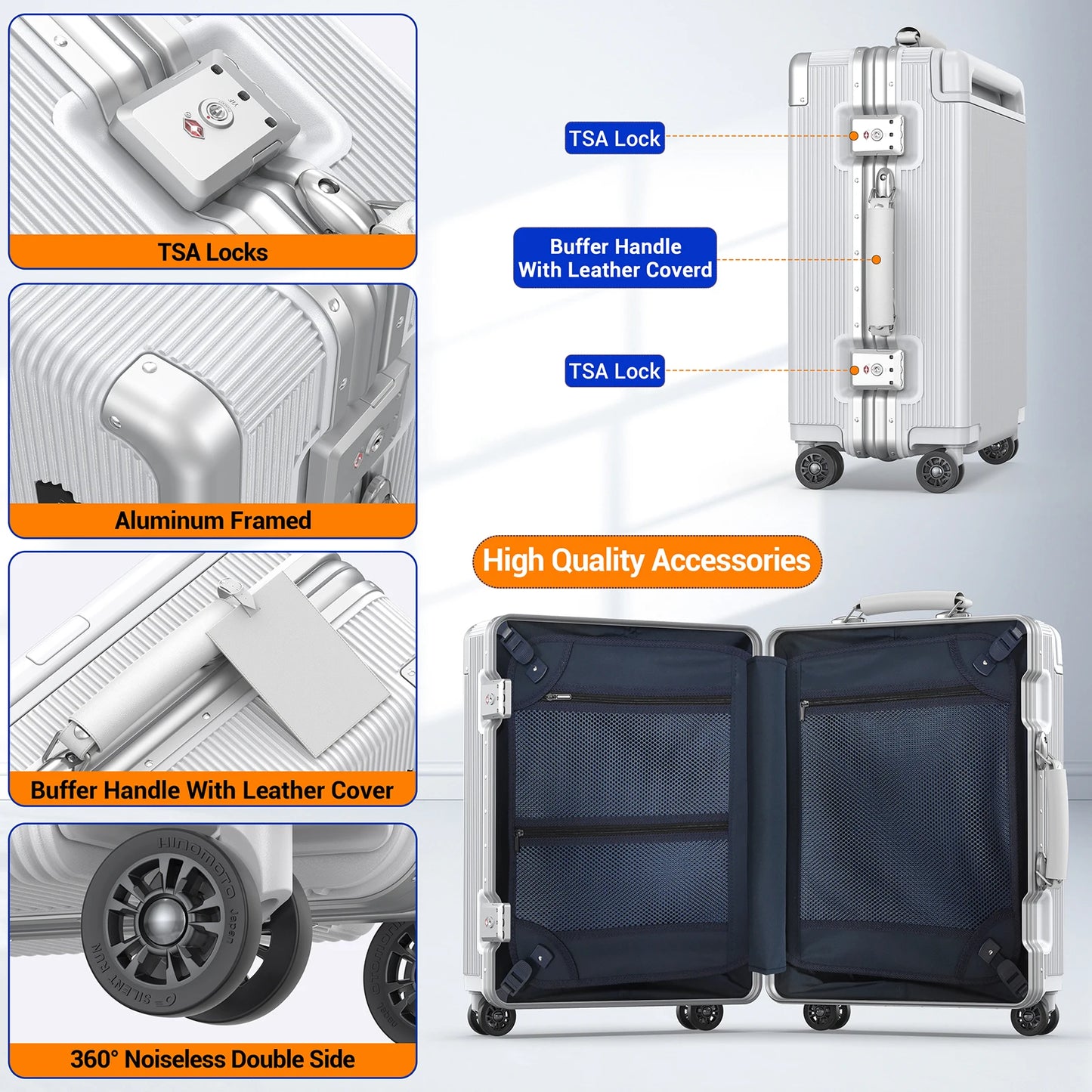 20-Inch LA Fashion Carry-On Luggage - Spacious, Durable, and Secure with Whisper-Quiet Wheels and TSA Lock - Ideal for Business