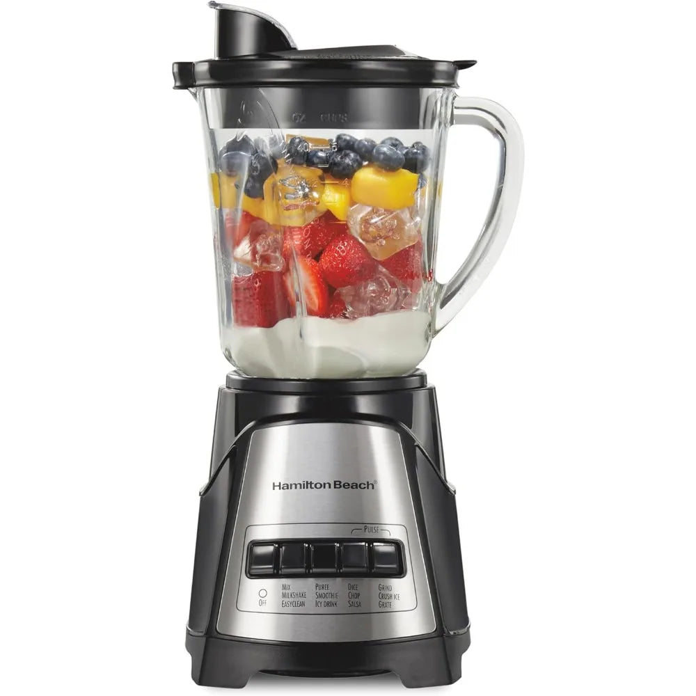 Blender For Smoothies, 40 Oz Glass Jar, 12 Functions Including Puree, Crush Ice, Black, 700 Watts, Black